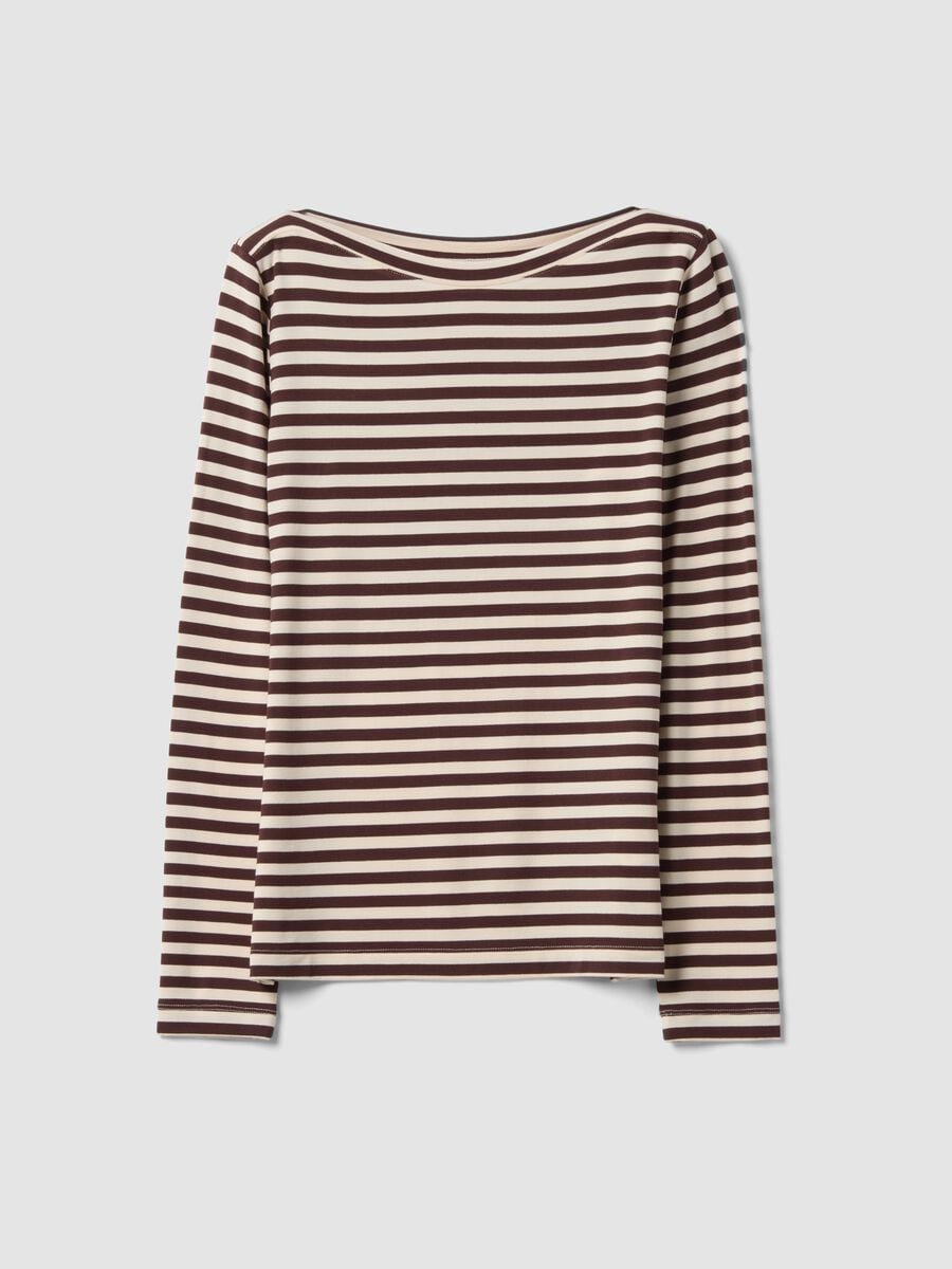 T-shirt multicolor in viscosa elasticizzata a righe slim fit_4