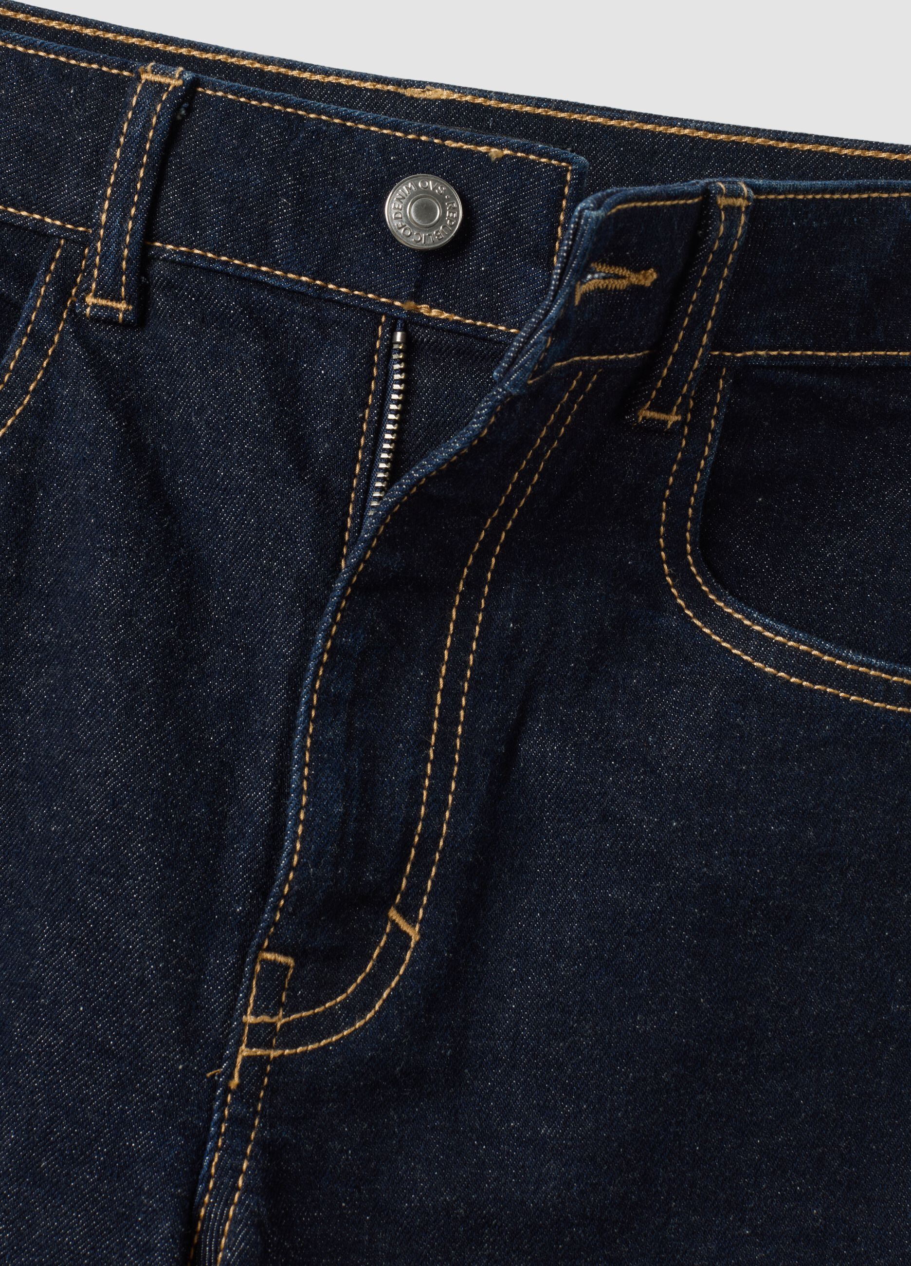 Blue wide-leg jeans in stretch cotton
