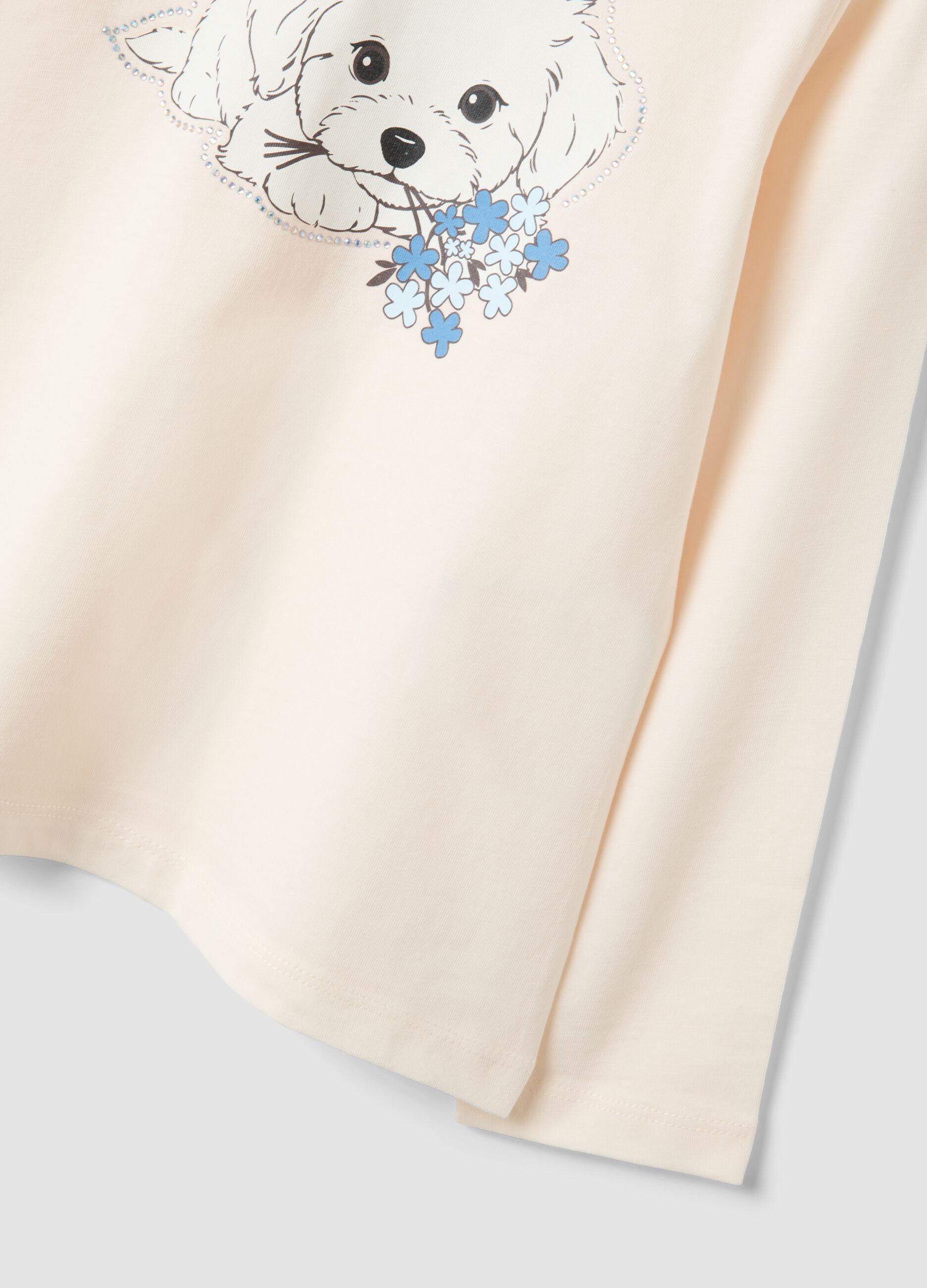 Beige organic cotton crew-neck T-shirt