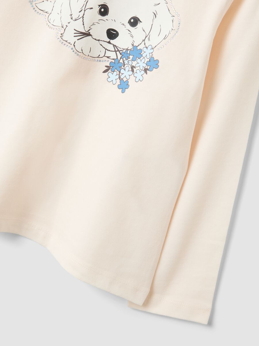 T-shirt beige in puro cotone organico con girocollo_2
