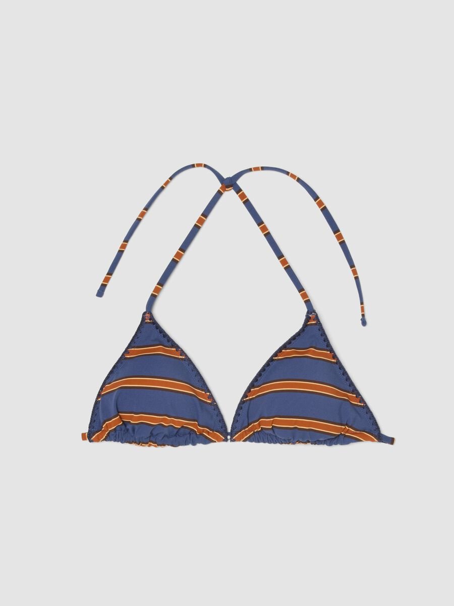Multicolour striped stretch triangle bikini top_4
