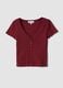 Red pure cotton V-neck regular fit T-shirt_4