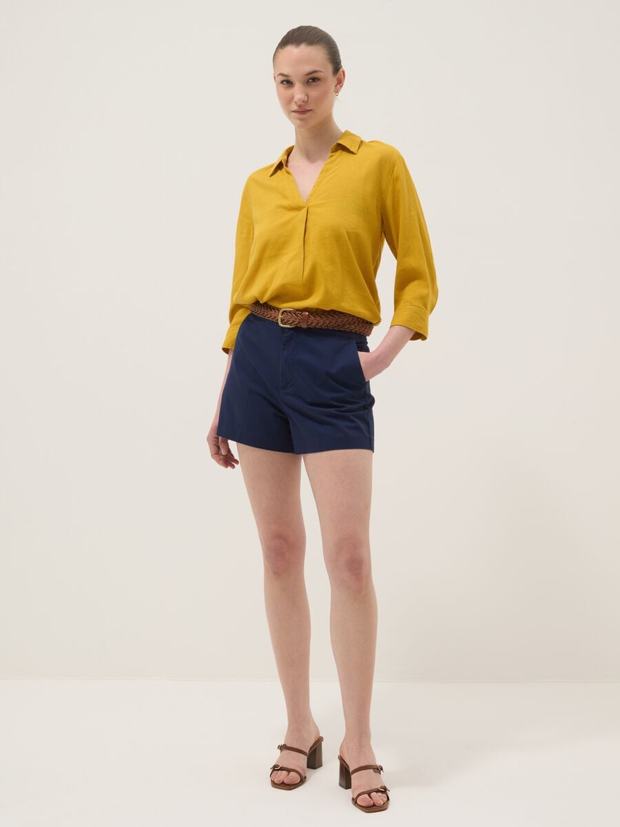 Blue regular-fit pure cotton shorts_1