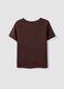 Brown pure cotton T-shirt with buttons, regular fit_1