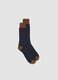Navy Blue Short Socks in Stretch Wool and Silk_0