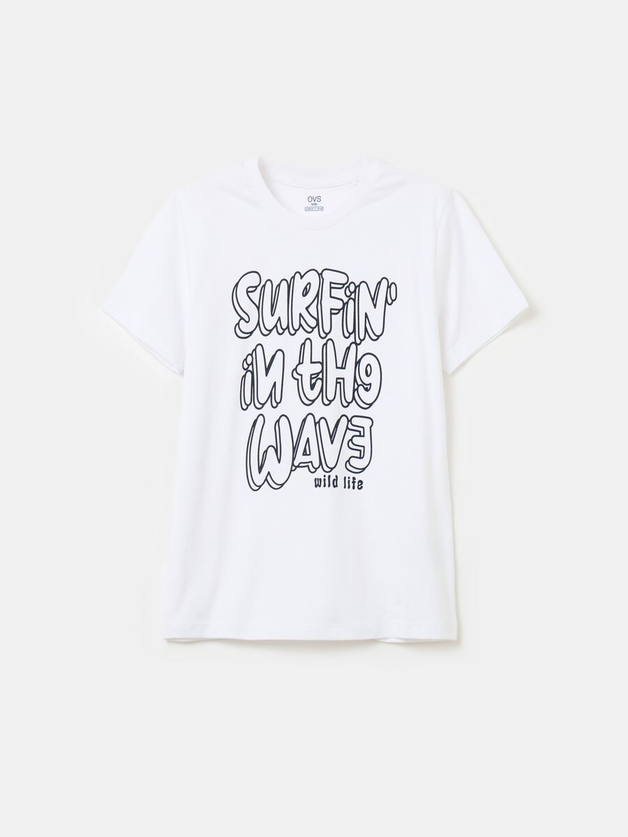 Cotton T-shirt with lettering print_0