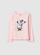 Girls' Pink Stretch Cotton Regular Fit T-shirt_0