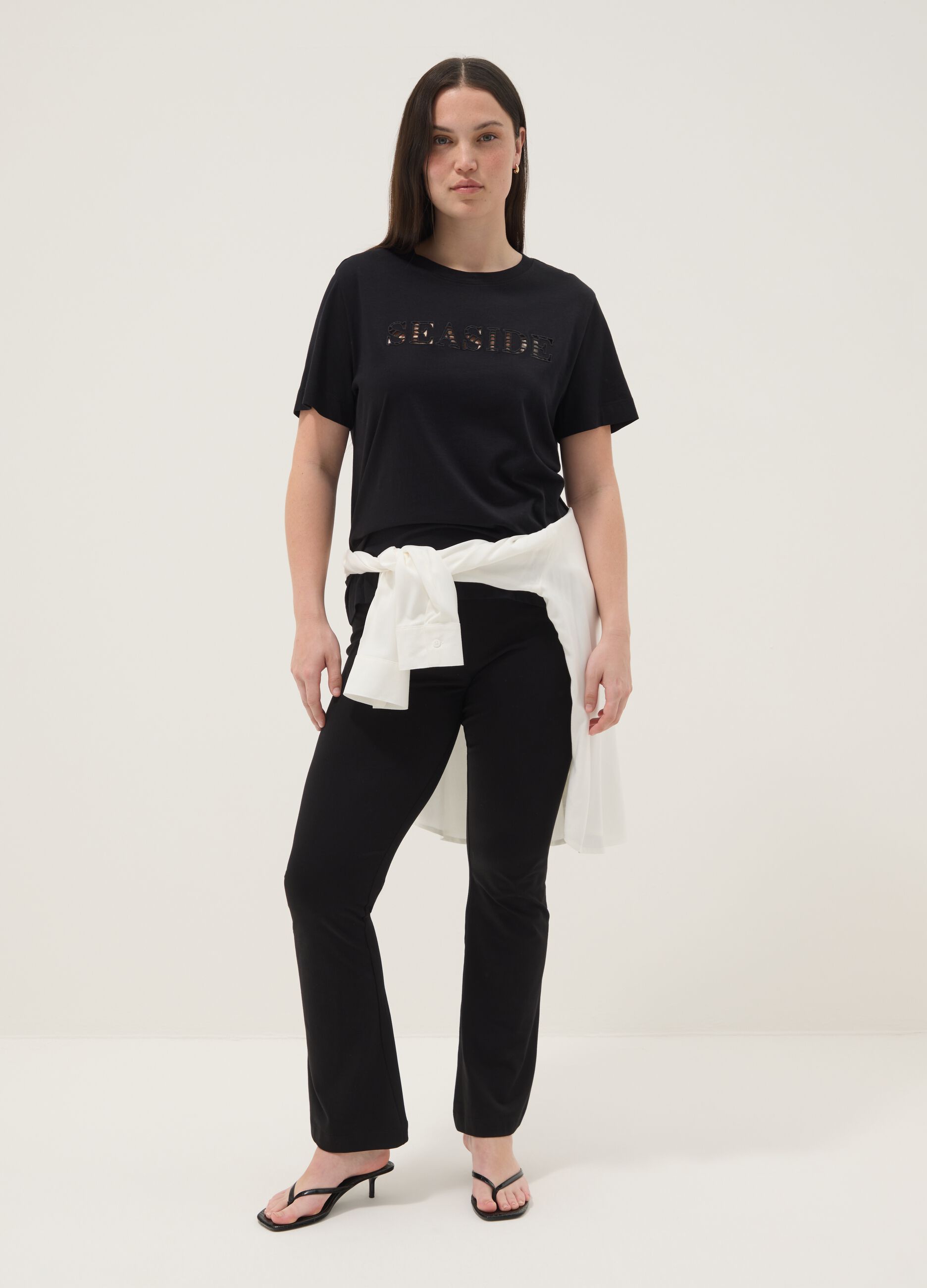 Black pure cotton short-sleeve T-shirt