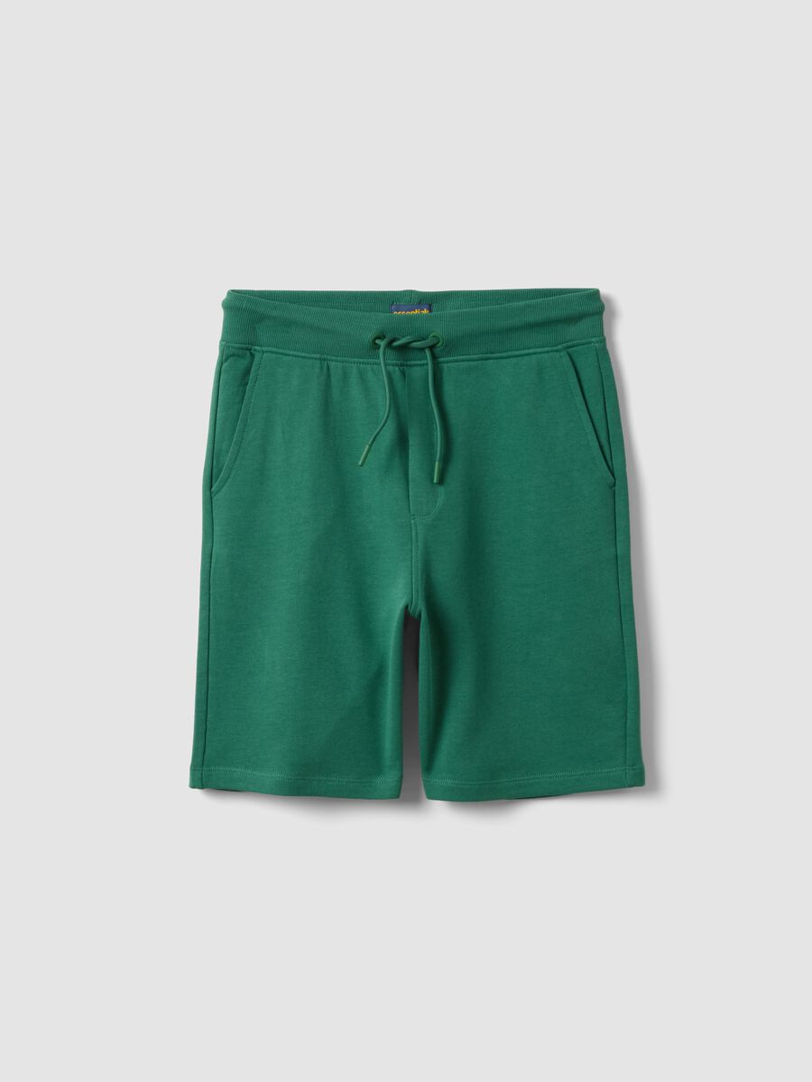 Boys&rsquo; green pure cotton shorts, relaxed fit_0