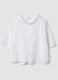 White stretch-cotton top with soft funnel neck_0