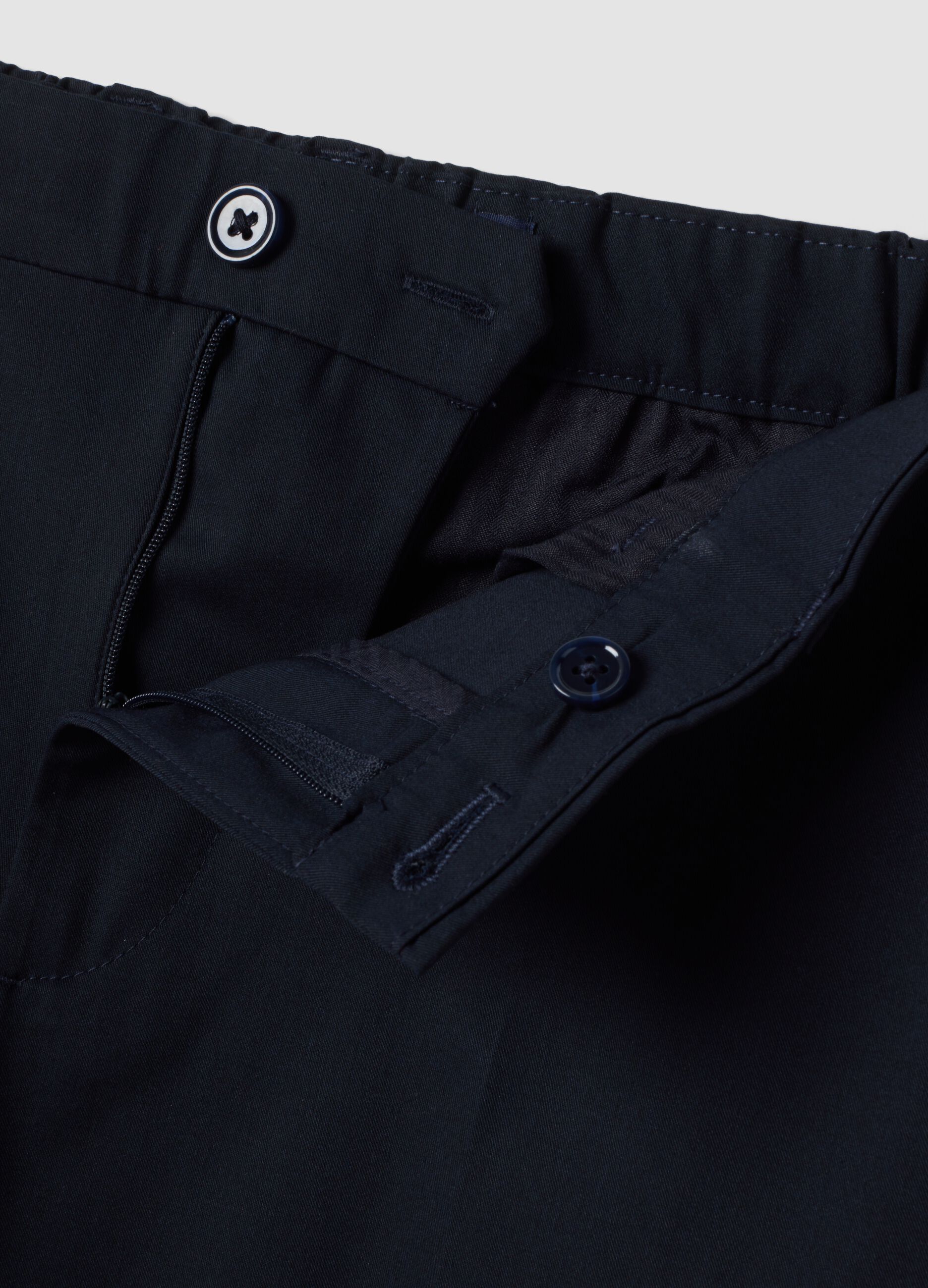 Navy slim-fit stretch viscose twill chino trousers