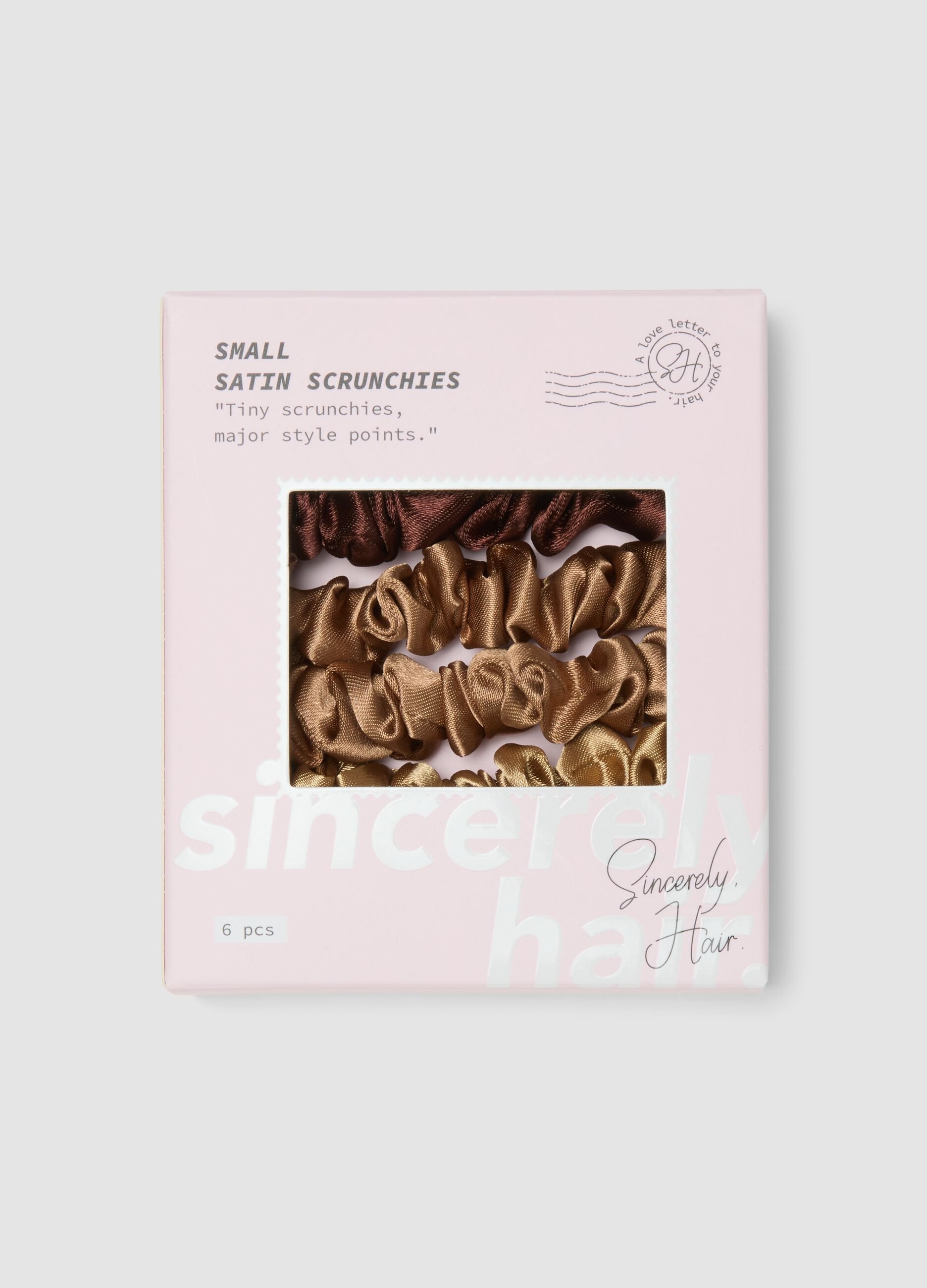 SINCERELY HAIR Small satin scrunchies 6-piece set mocha