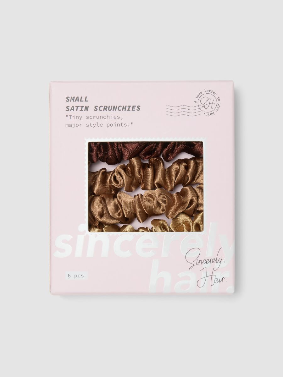 SINCERELY HAIR Petits chouchous en satin lot de 6 moka_0
