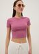 Pinkes geripptes Fitted T-Shirt aus Stretch-Baumwolle_2
