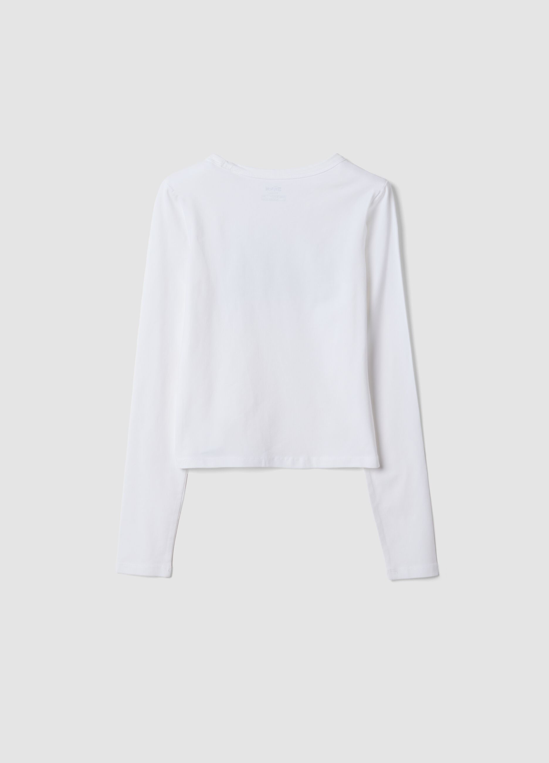 T-shirt bianca in cotone elasticizzato con stampa Lilo & Stitch