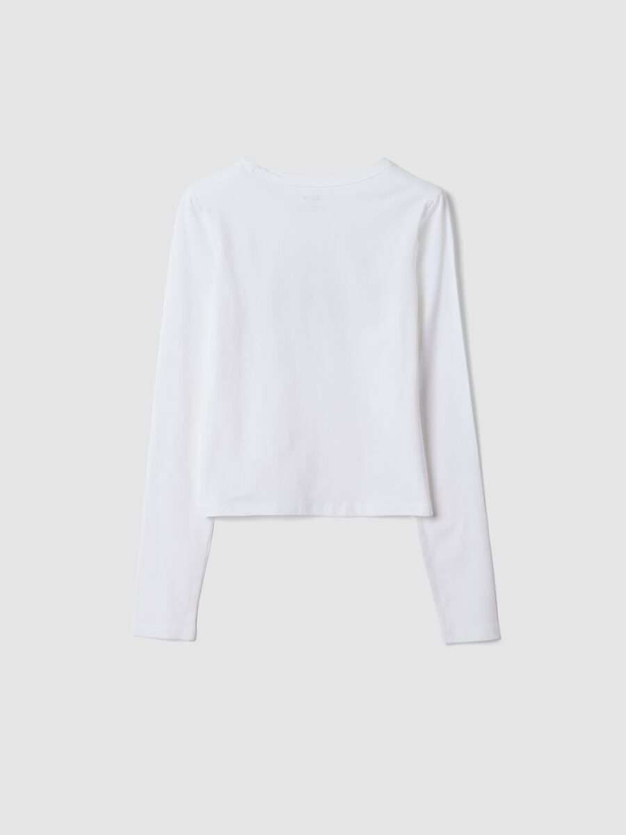 T-shirt bianca in cotone elasticizzato con stampa Lilo & Stitch_2