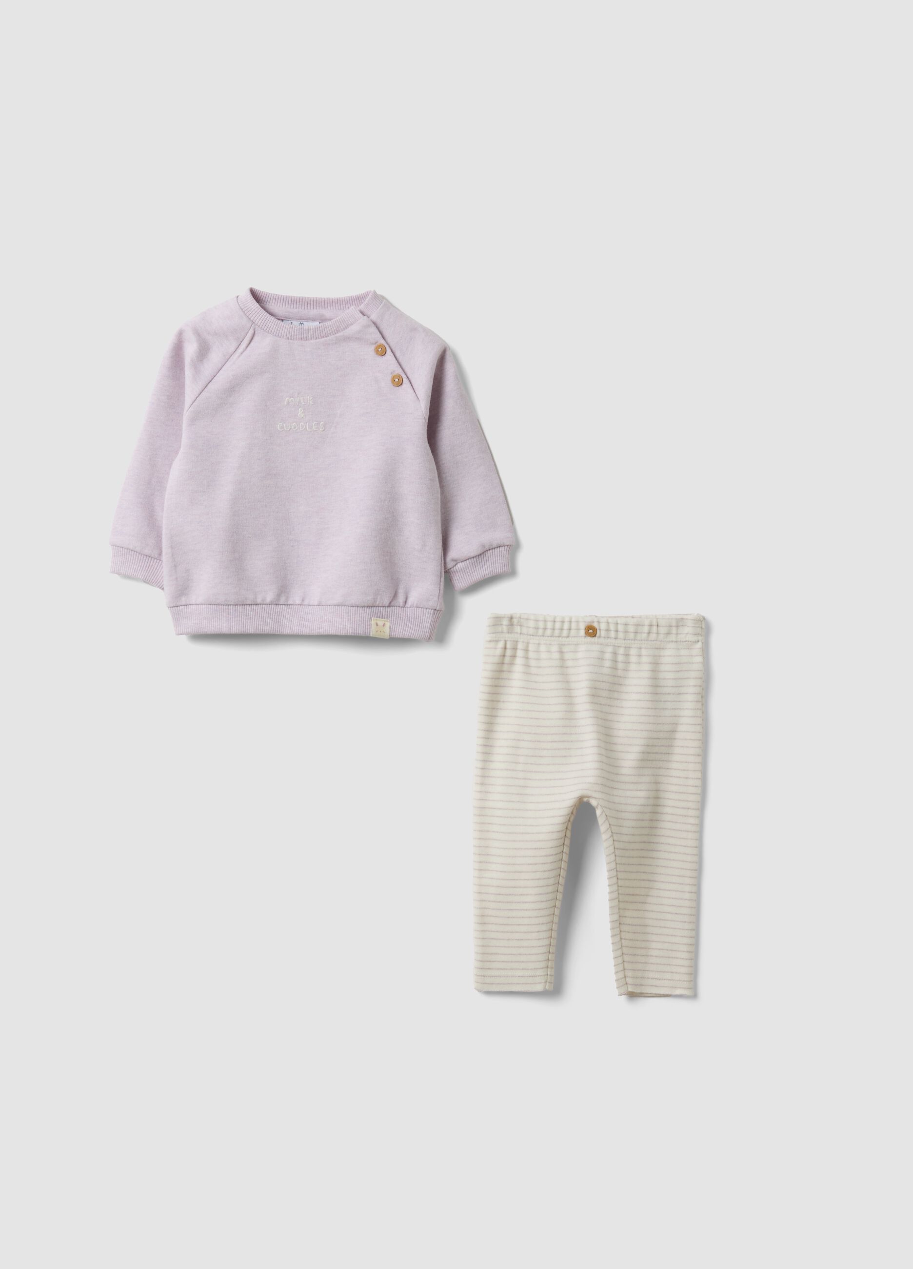 Violettes Set aus Bio-Baumwolle mit Sweatshirt und Leggings f&uuml;r Baby-M&auml;dchen
