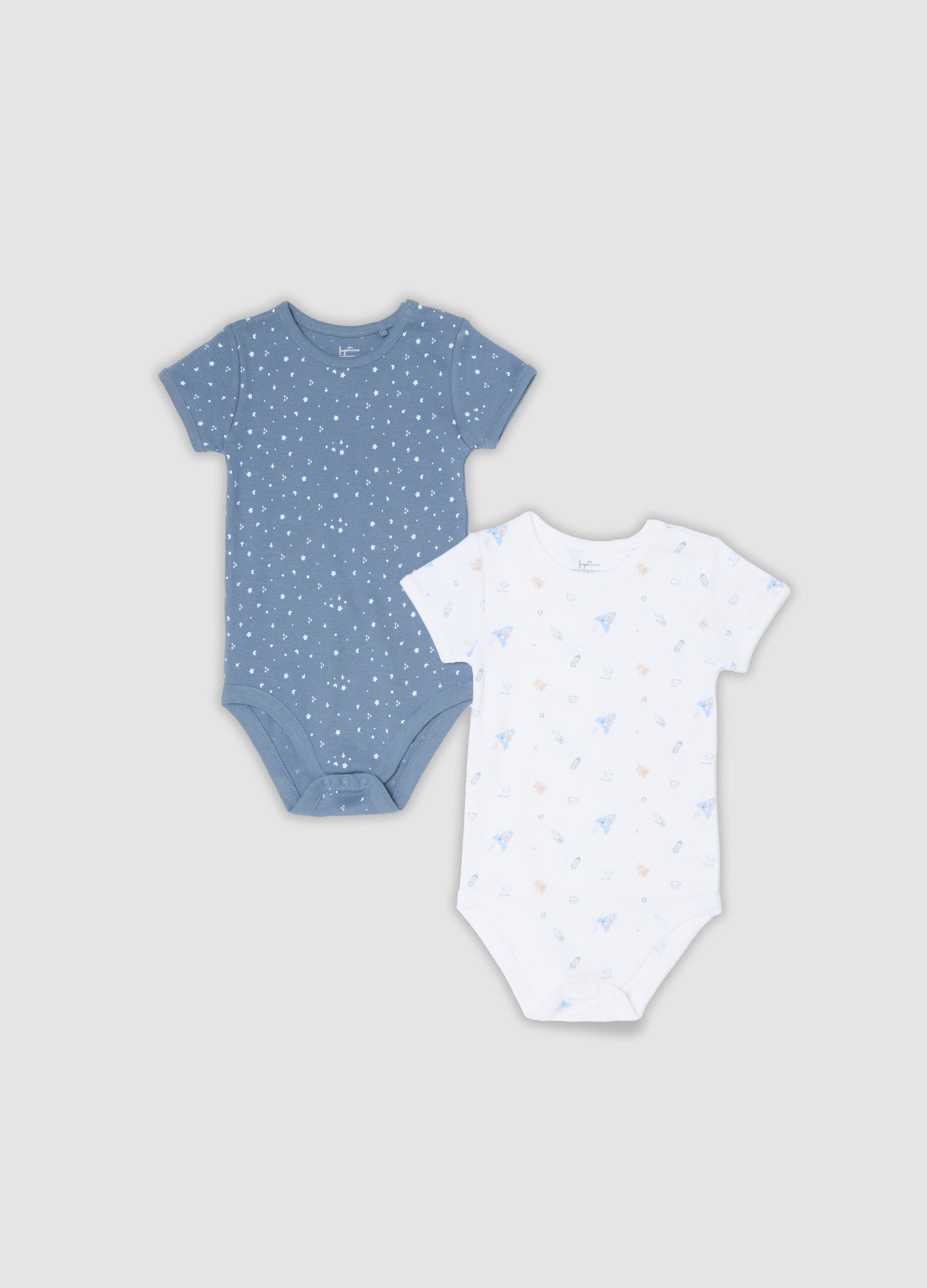 2er-Pack hellblaue Kurzarm-Bodys aus Bio-Baumwolle