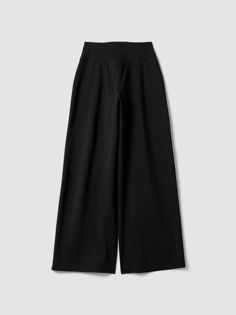 Black wide-leg stretch-fabric trousers_6