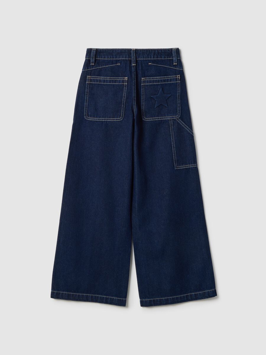 Girls' blue denim wide leg jeans in pure cotton_1