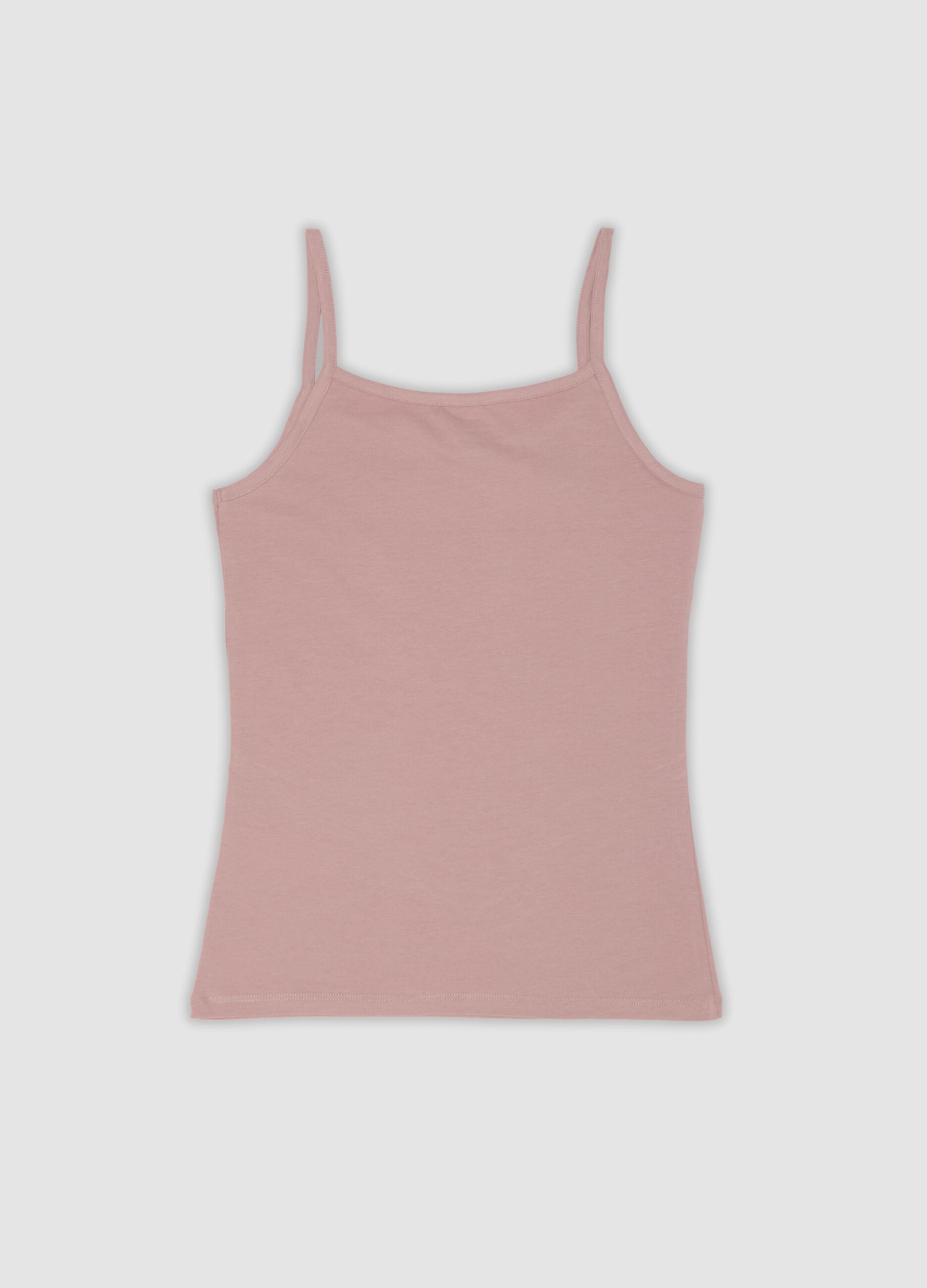 2-pack of multicolour organic stretch cotton camisoles with thin straps
