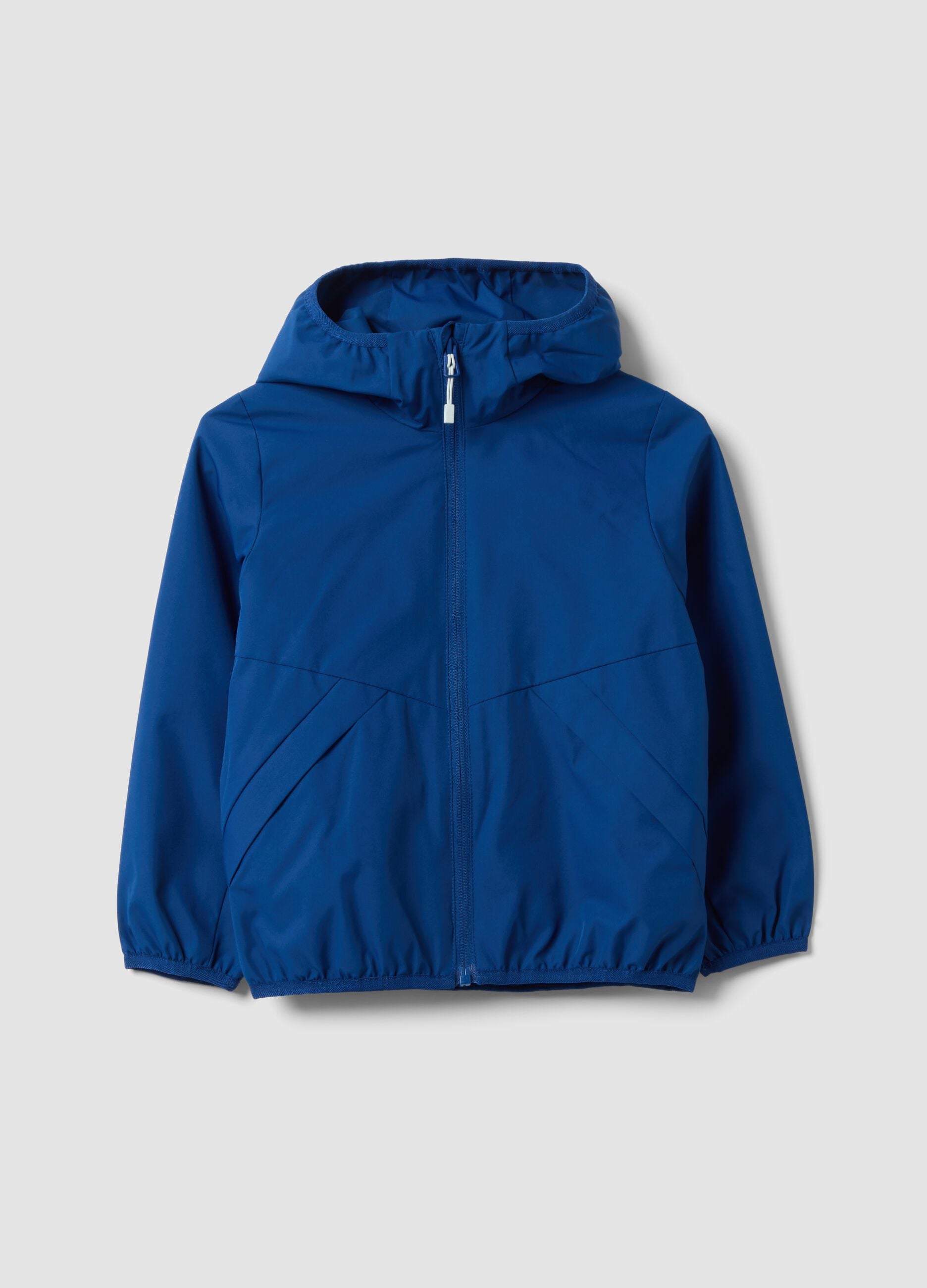 Blue oversized hooded zip jacket for boys