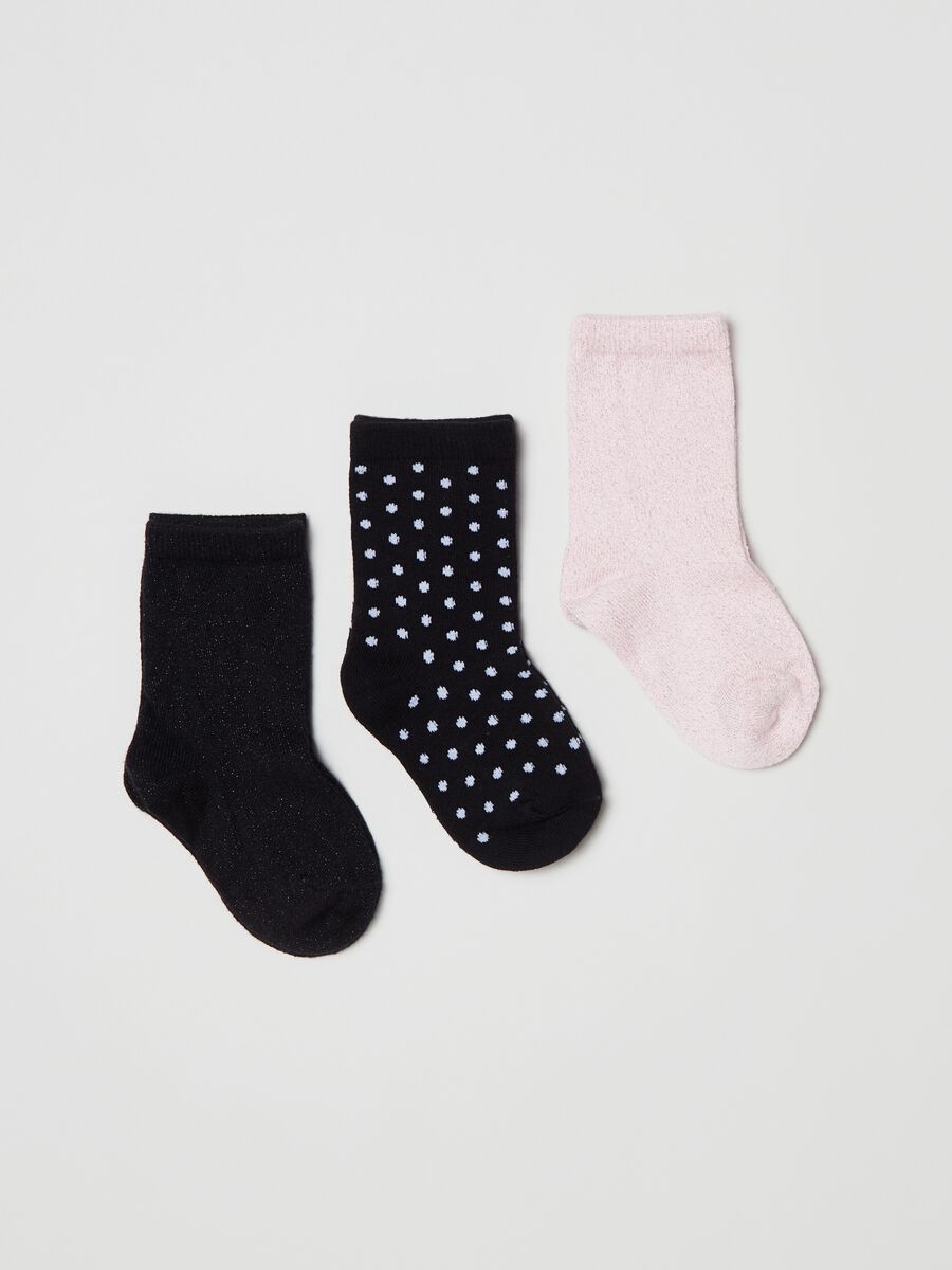 Three-pair pack stretch socks with lurex_0