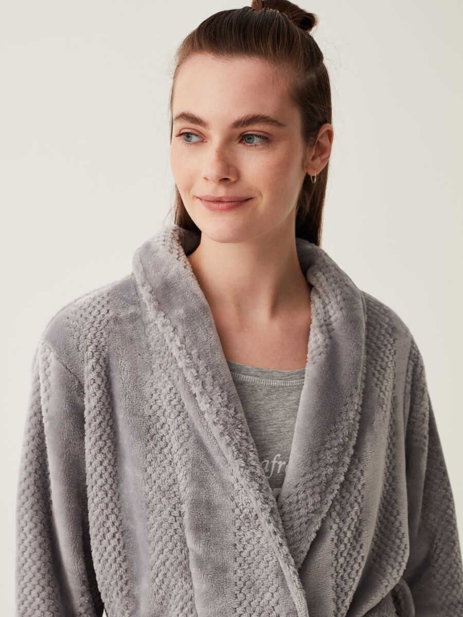 Long dressing gown with waffle weave_1
