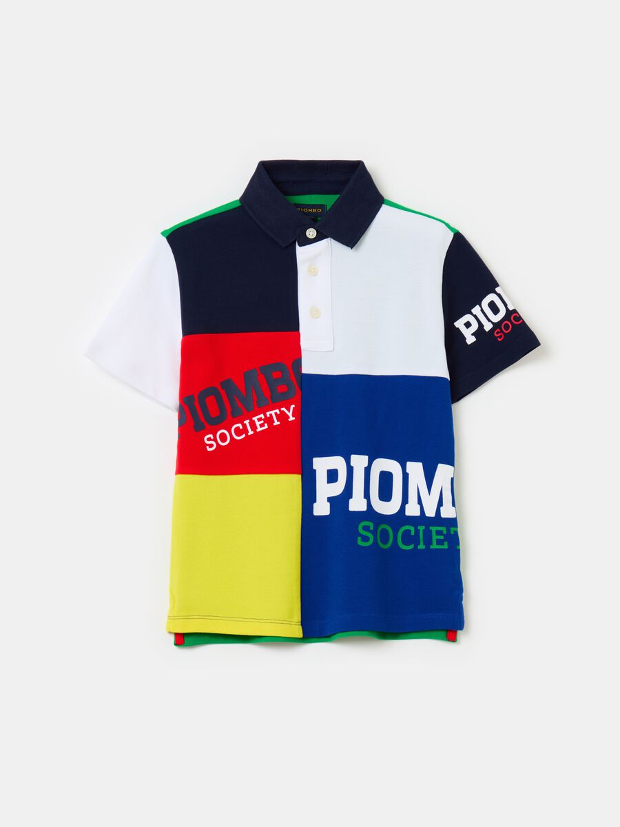 Colourblock cotton polo shirt with print_4