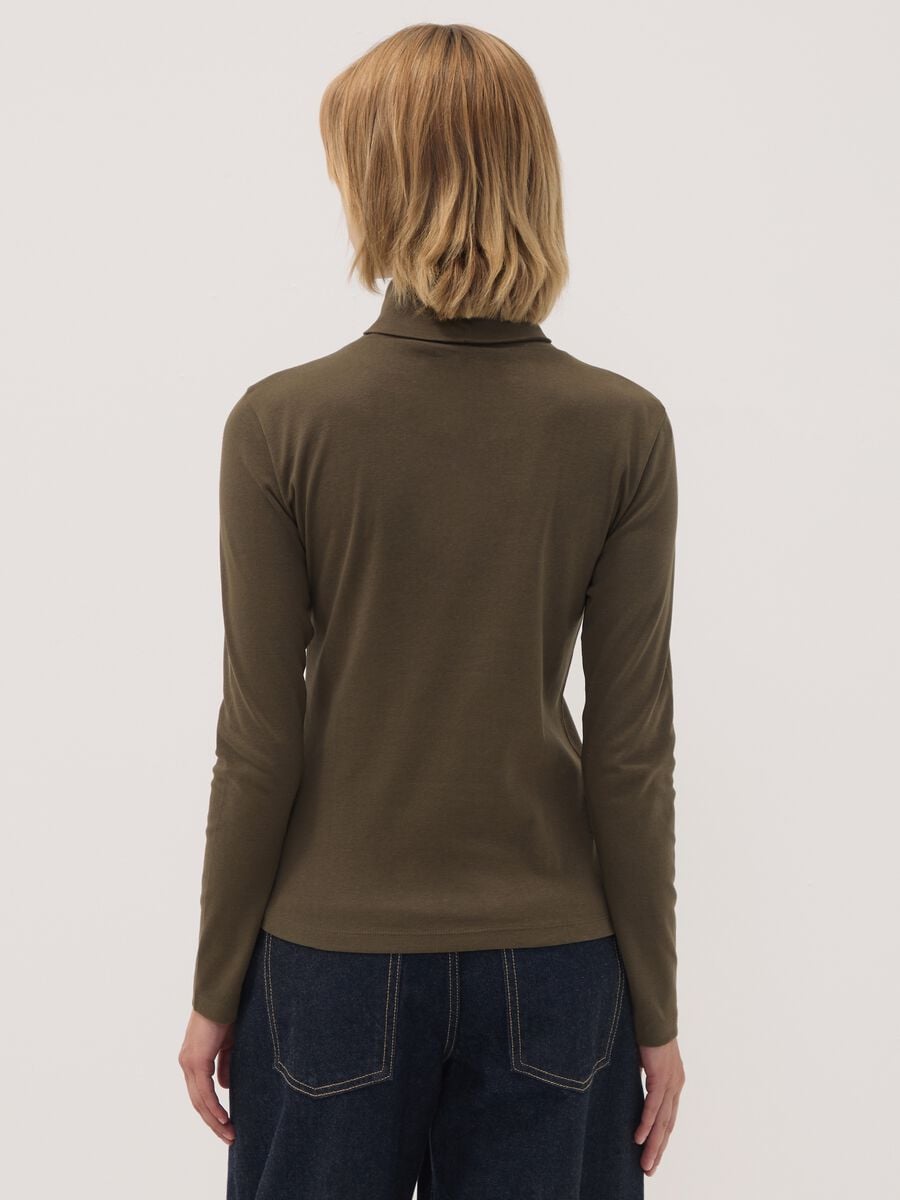 Brown crew-neck pure cotton T-shirt_3
