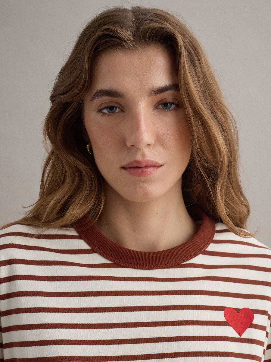 Multicolour Striped Pure Cotton Relaxed Fit Jumper with Heart_0