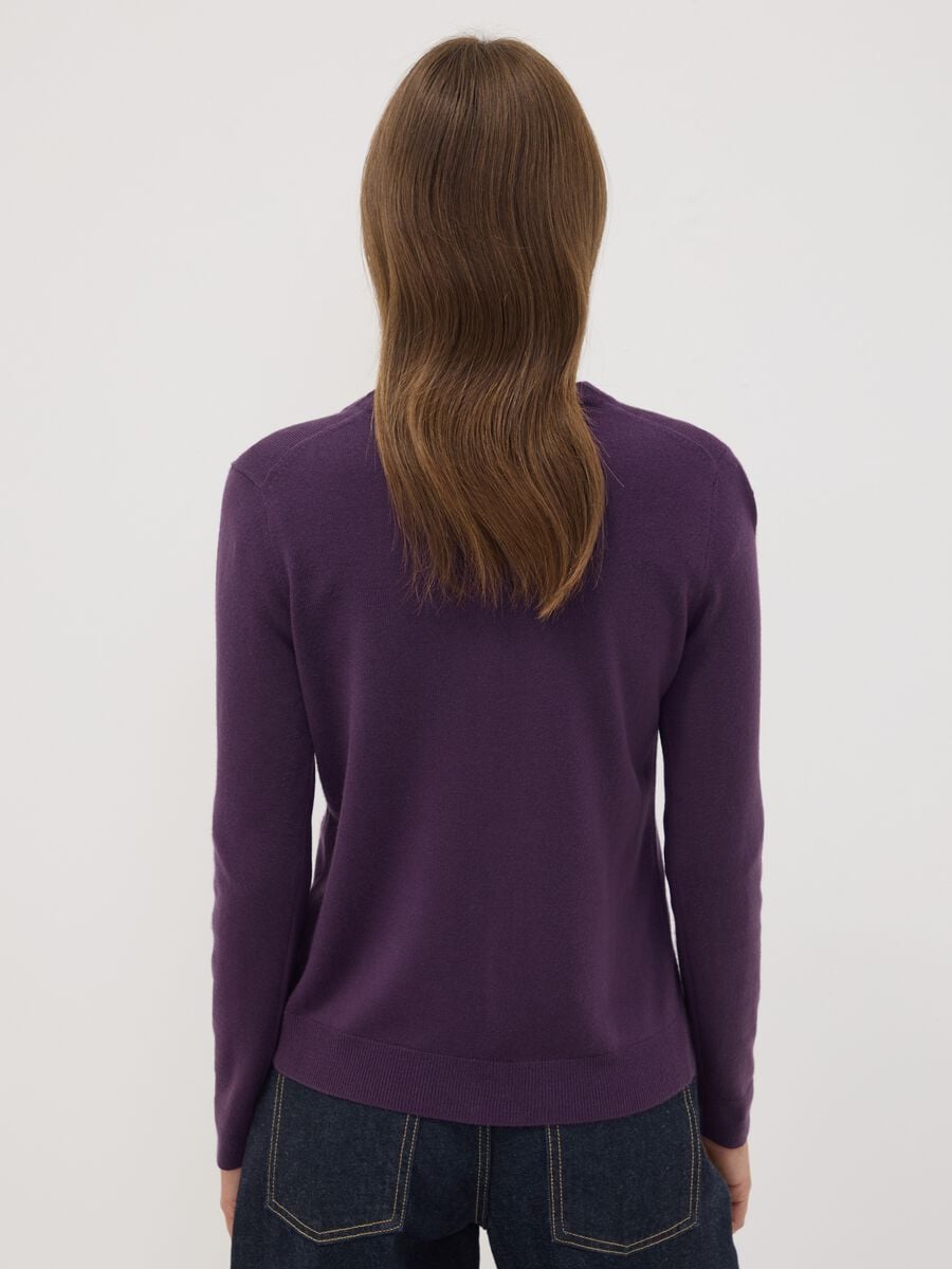Maglia viola girocollo regular fit a maniche lunghe_3