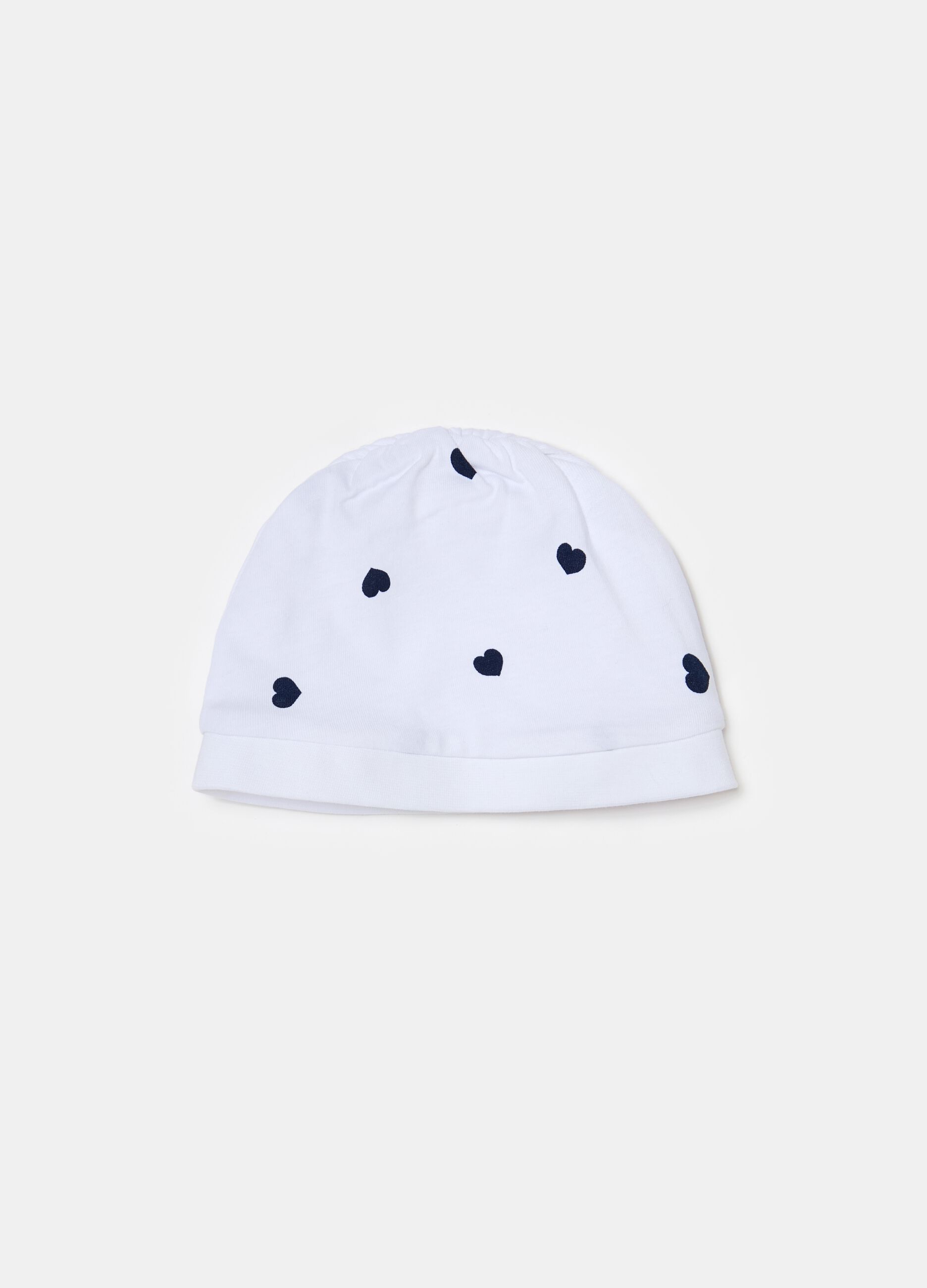Organic cotton hat with bow and print
