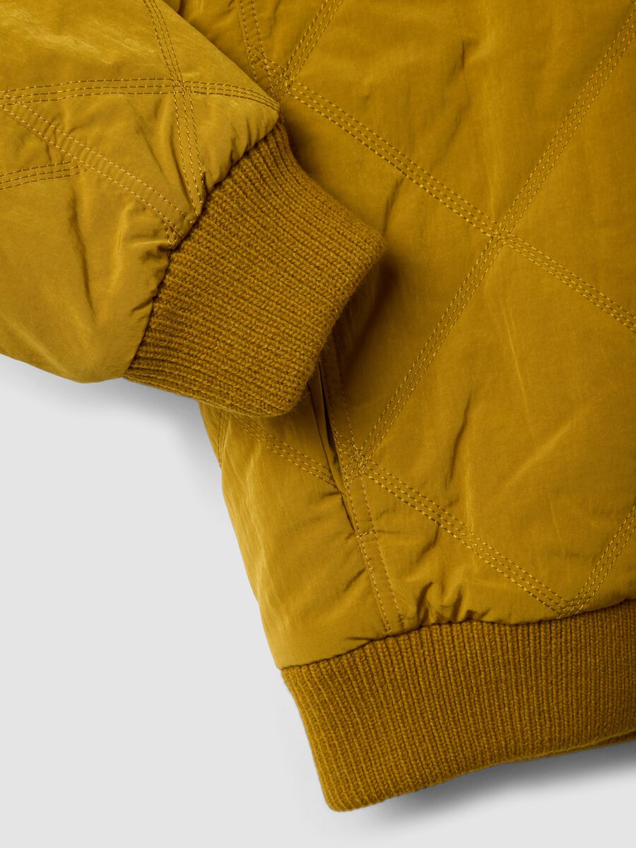Yellow quilted zip-up bomber jacket, regular fit_1