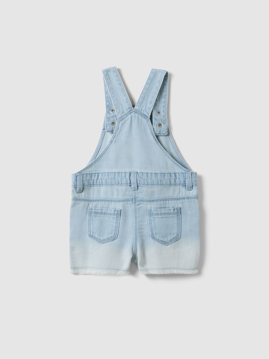 Blue denim short dungarees in cotton blend for girls - regular fit_1