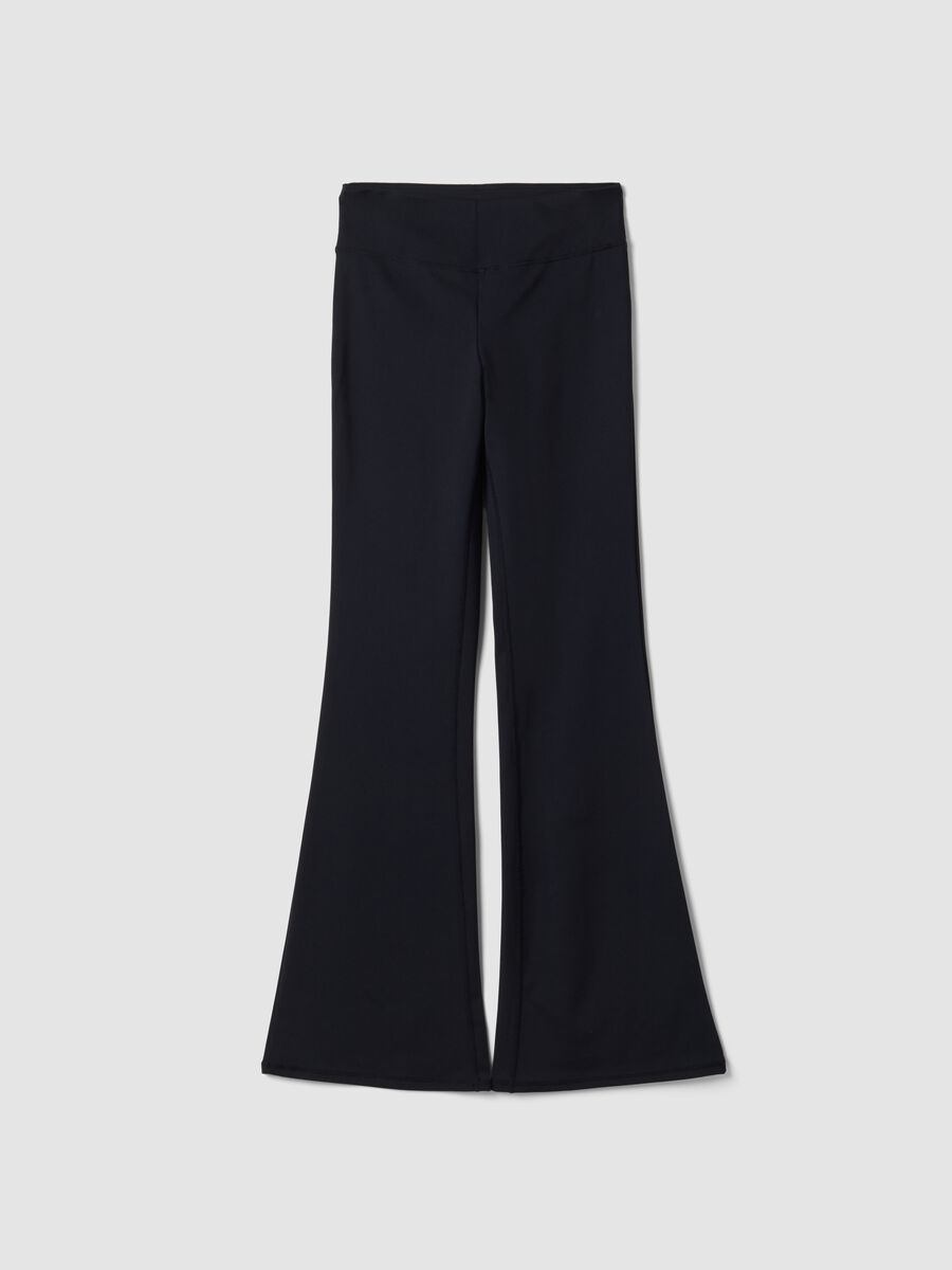 Blue flared leggings in stretchy fabric_5