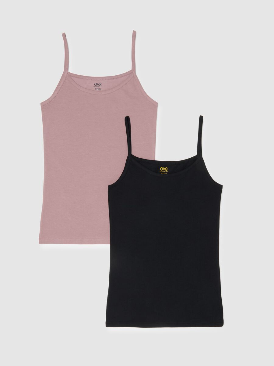 Pack of two stretch cotton vests in multicolour regular fit_0