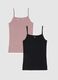 Pack of two stretch cotton vests in multicolour regular fit_0