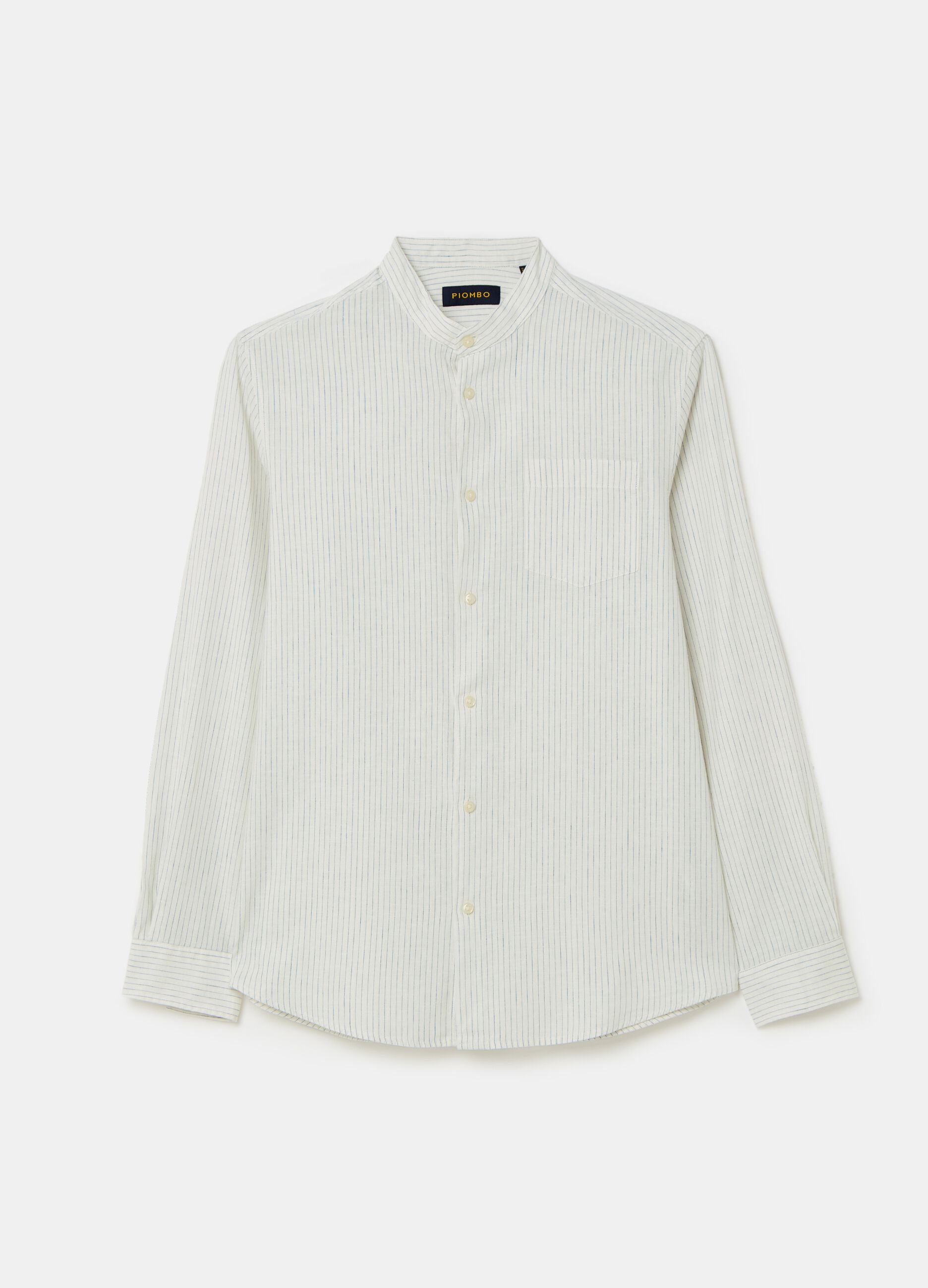 Linen and cotton shirt with thin stripes