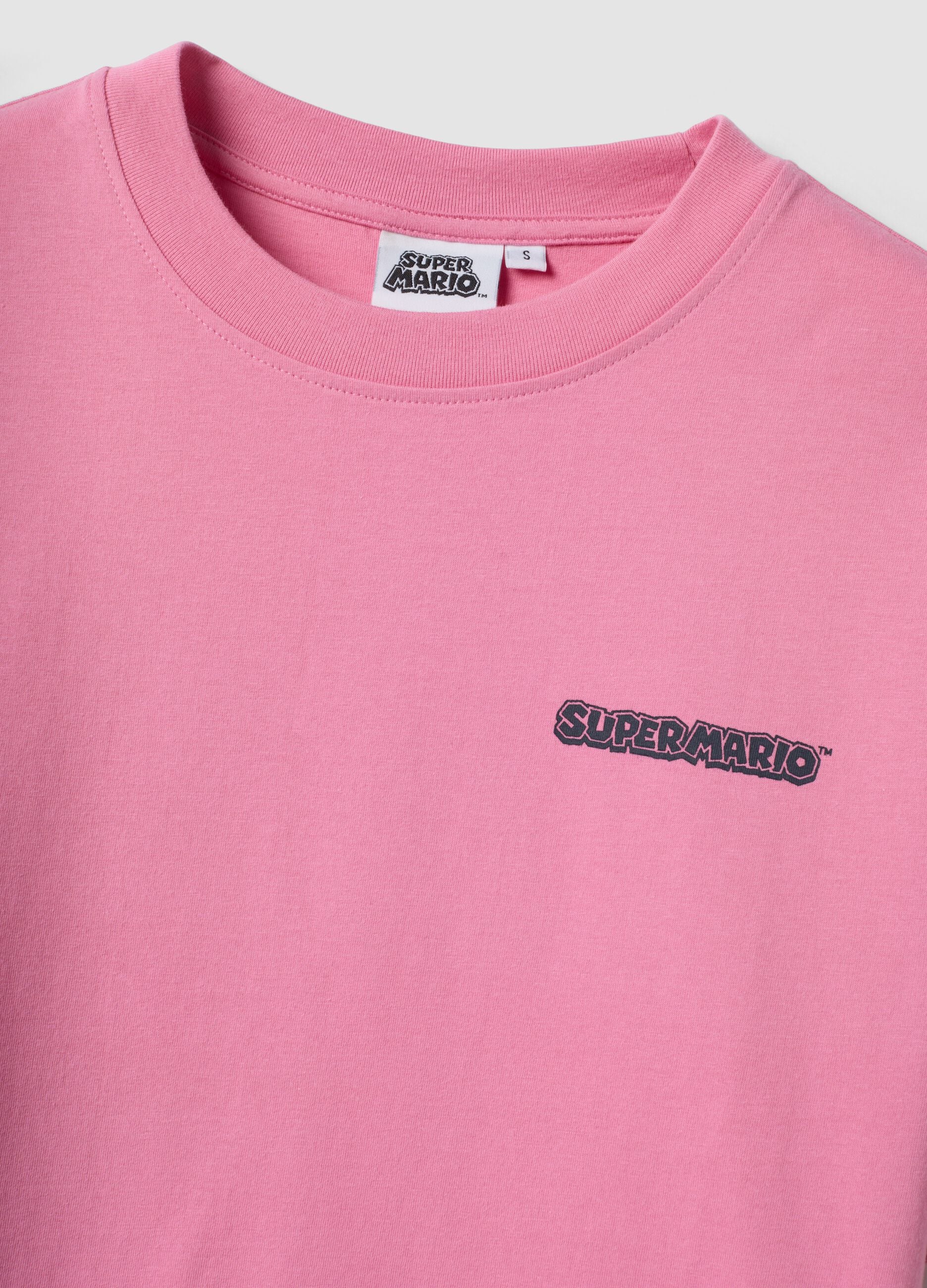 T-shirt rosa de manga curta em algod&atilde;o puro
