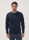 Pigiama blu navy in puro cotone organico con girocollo_1