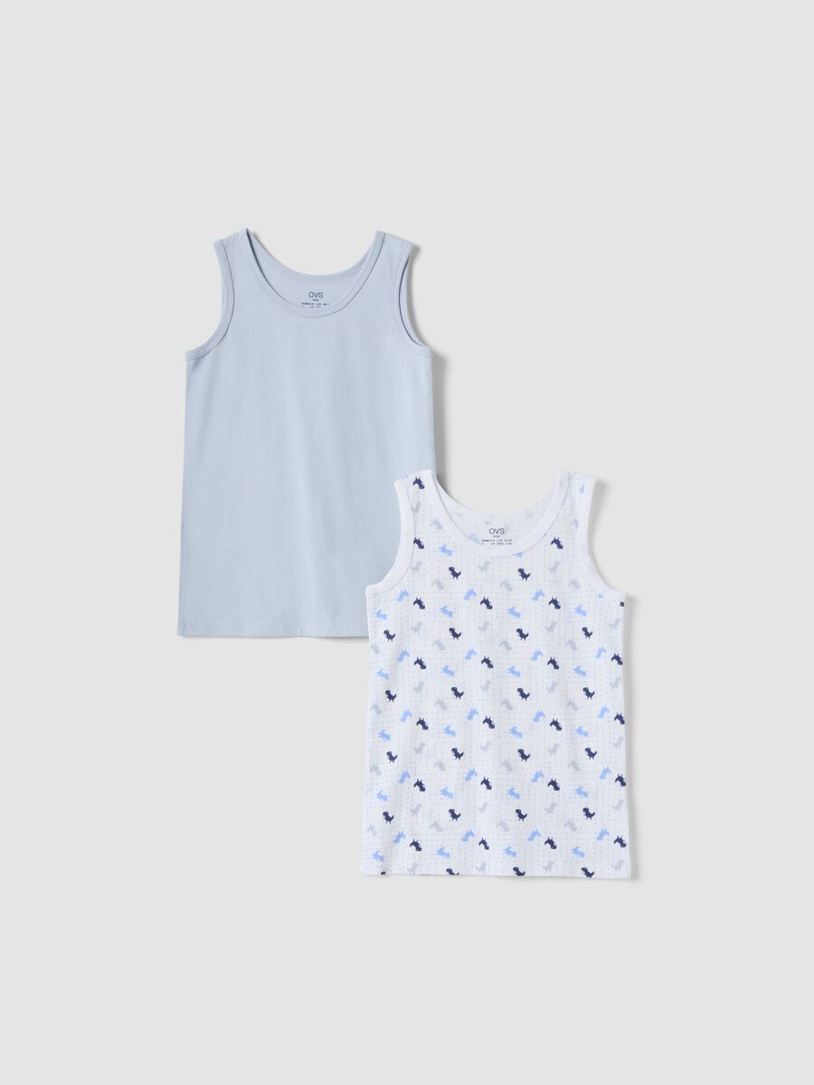 2-pack of blue and white organic cotton vests with print_0