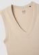 Beige pure cotton V-neck tank top with regular fit_5