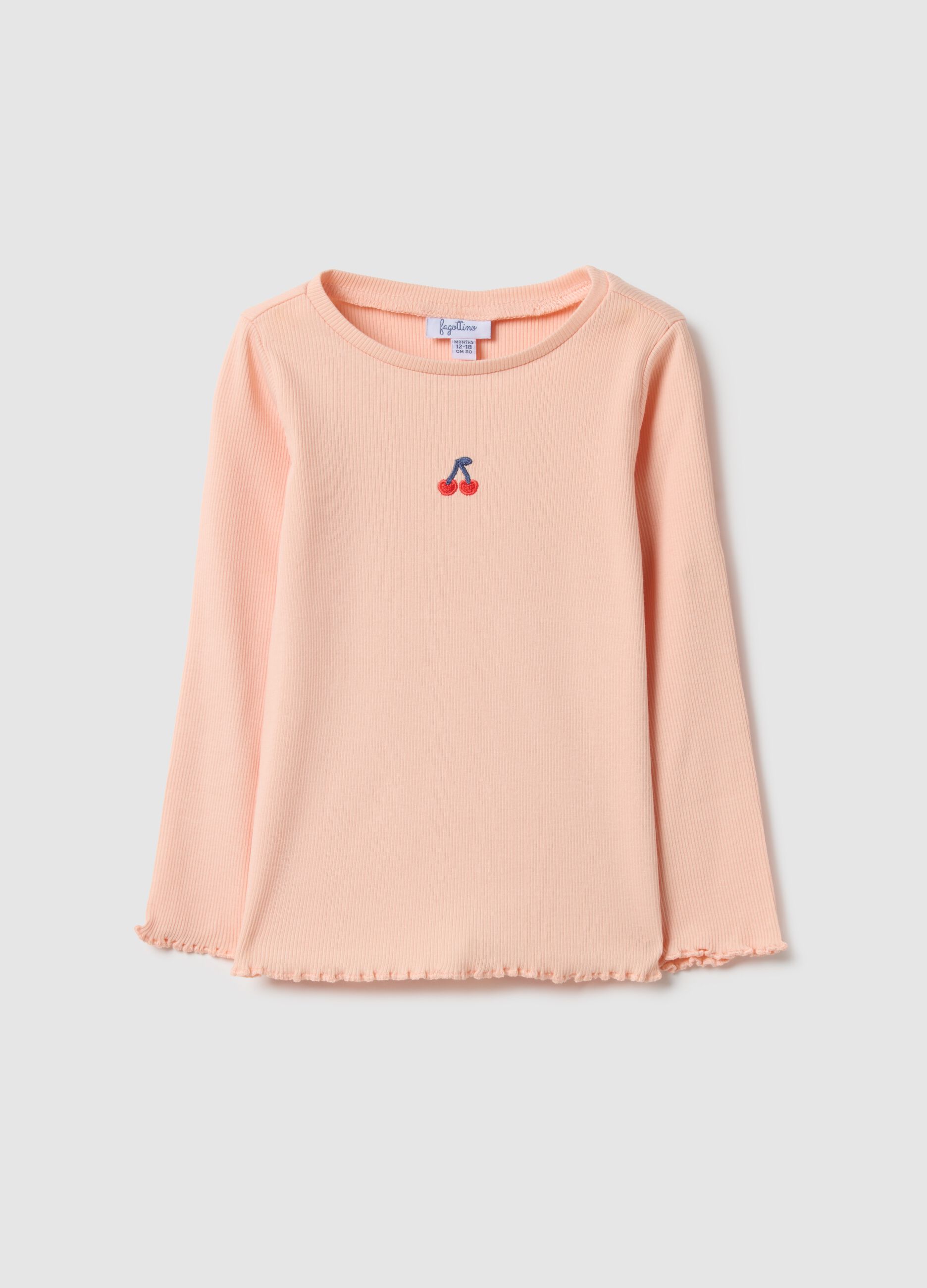 Pink long sleeve girls' t-shirt in regular fit cotton blend