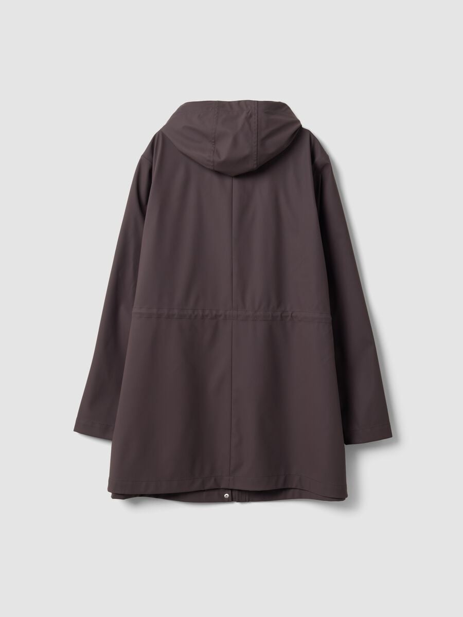 Purple rain jacket with hood, zip and popper fastening, regular fit_1