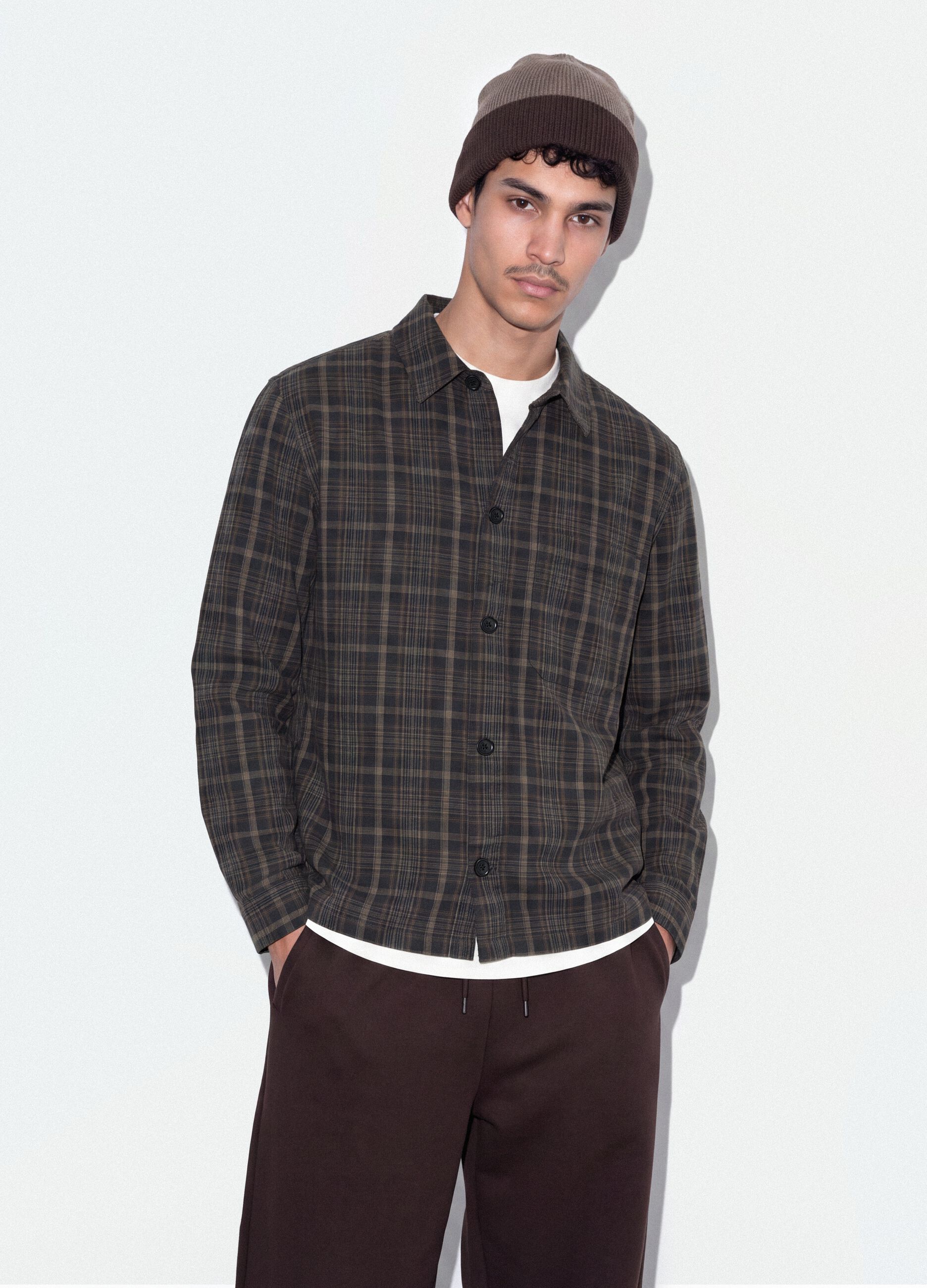 Multicolour pure cotton check shirt, oversized fit