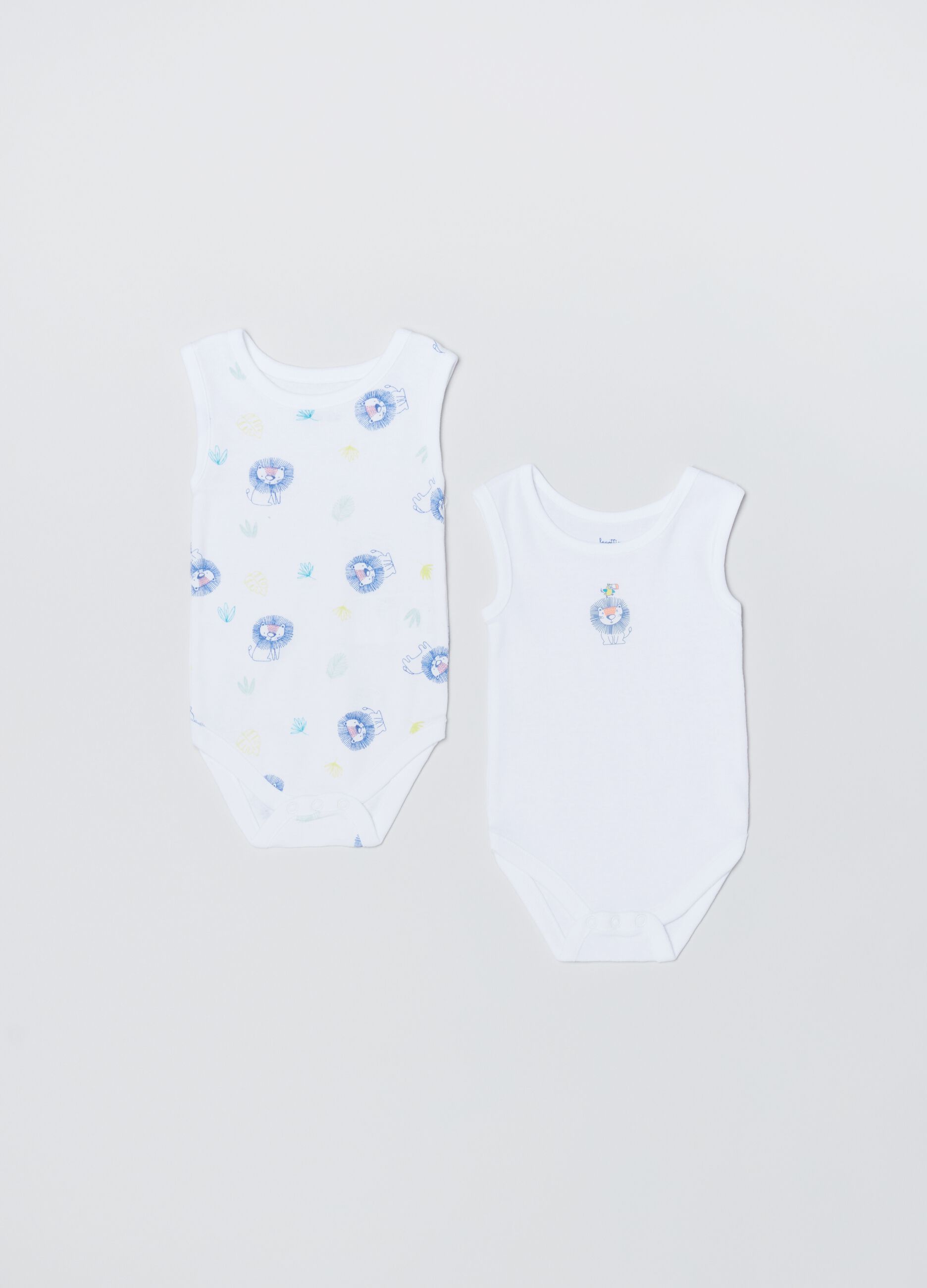 Two-pack cotton bodysuits with print_0