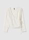 White V-neck pure viscose top regular fit_4