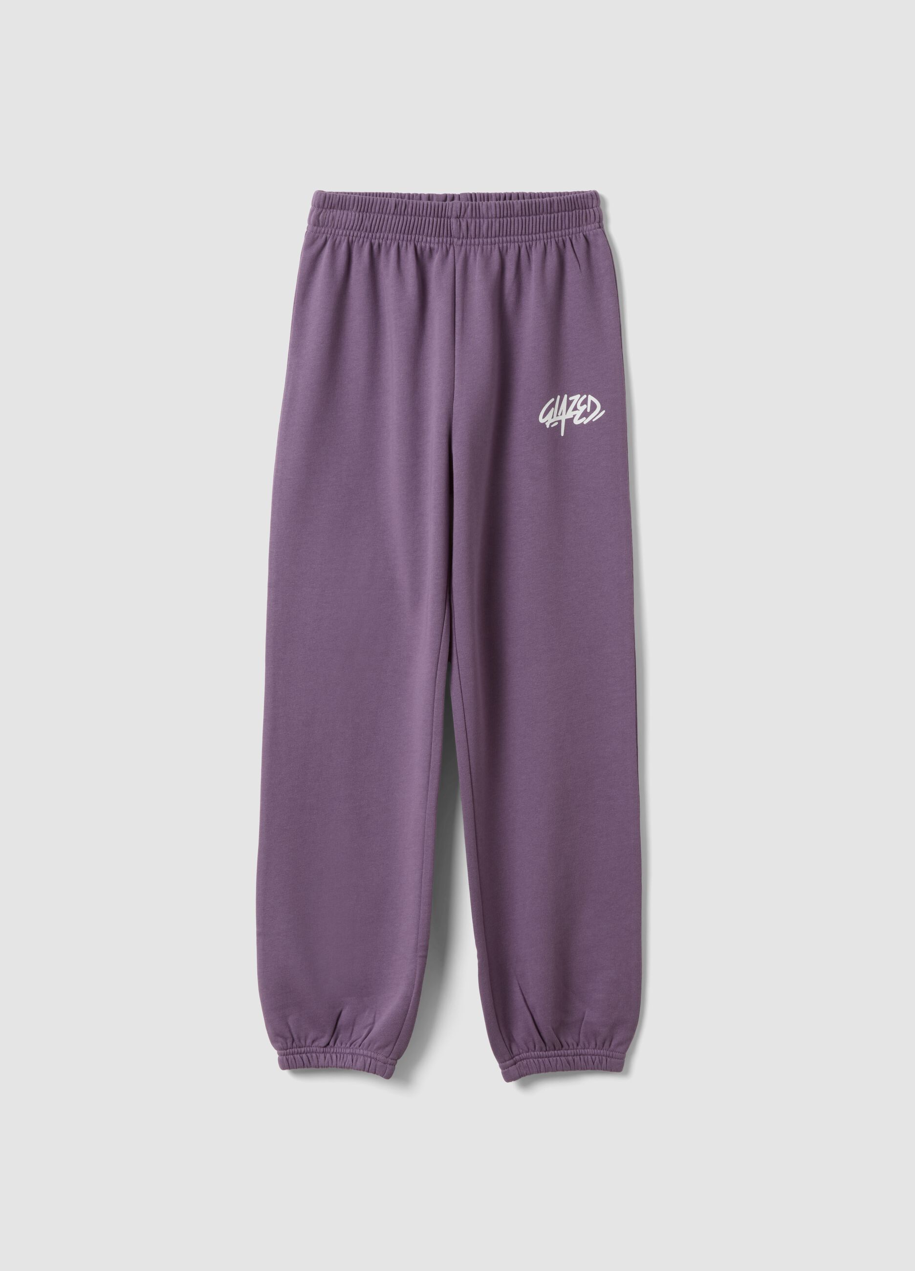 Pantaloni jogger viola in puro cotone