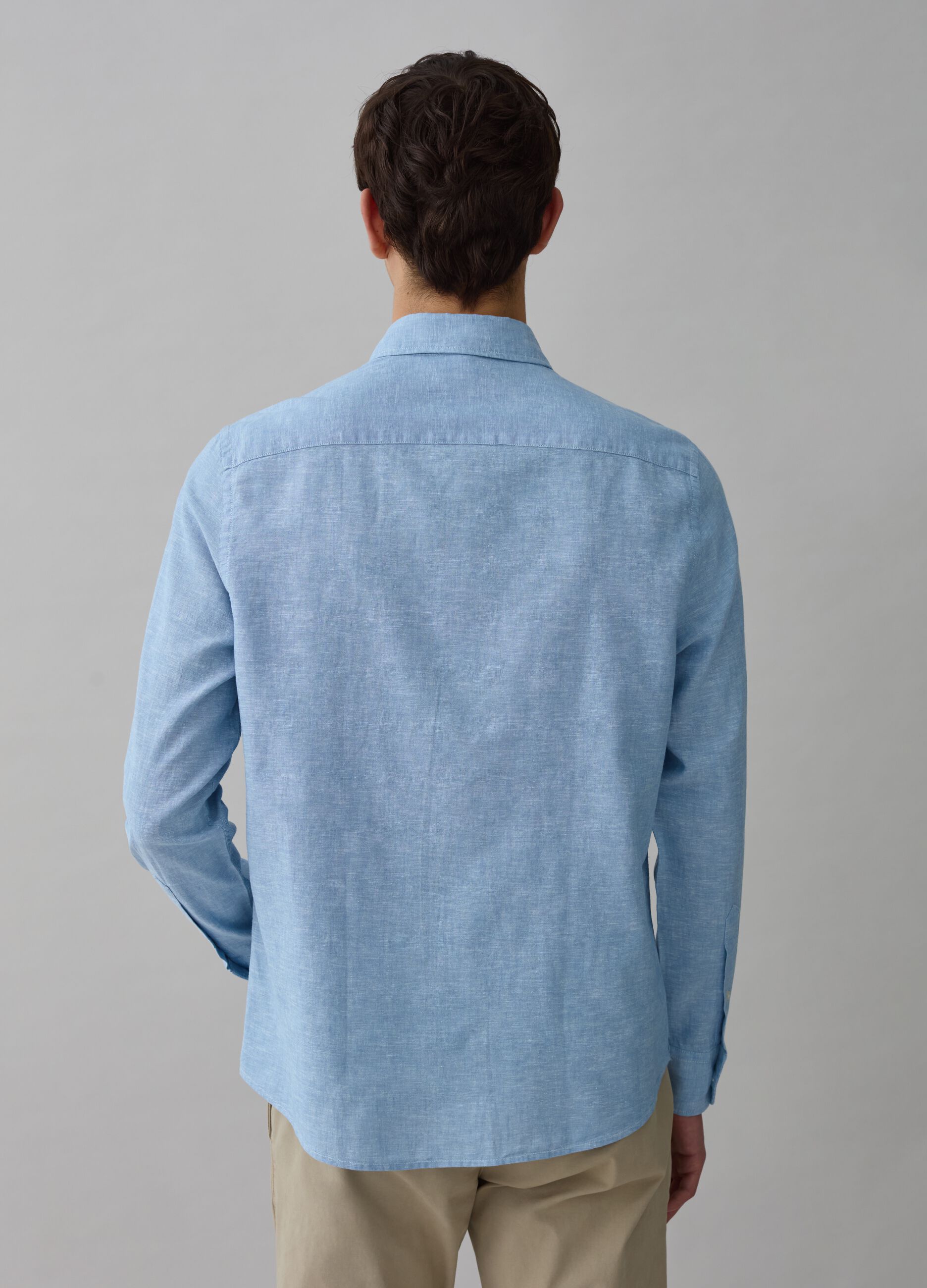 Shirt in chambray cotton and linen